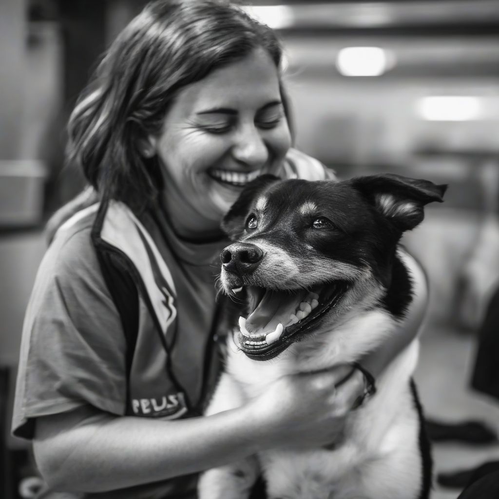 rescued dog at a shelter